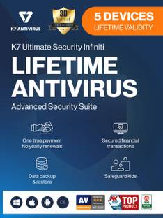 K7 Security 5 PC Lifetime Validity Ultimate Security Compatible with Android, Windows, Mac, iOS (Email Delivery - No CD)
