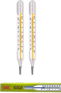 SWADESI BY MCP 2Pcs Oval Thermometer for Fever Test Temperature 94-108 °F Mercury Thermometer Glass SMIC Gold Mercury Thermometer For Fever Clinical Thermometer Pack of 2 Thermometer