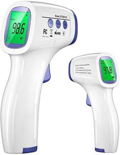DR VAKU Infrared Thermometer Non-Contact Digital Laser Infrared Thermometer Temperature Gun [Battery Included], white and blue pack of-1 Portable Thermometer
