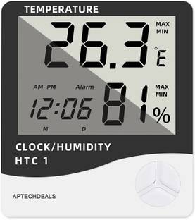 APTECHDEALS HTC-1 HTC-1 Digital Hygrometer Thermometer Humidity Meter With Clock LCD Display Thermometer