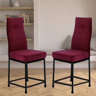 zidle Bloom Nx Maroon Velvet mild Steel Metal Dining Chair with Padded Seat Foam Dining Chair