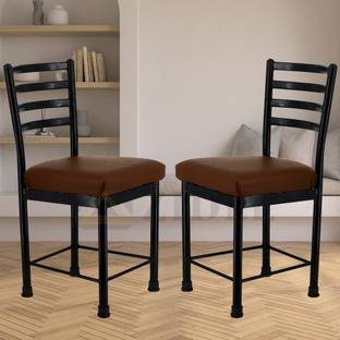 zidle Domino Dining Chair Soft Premium Rexine Seat With Metal Legs Black Foam Dining Chair