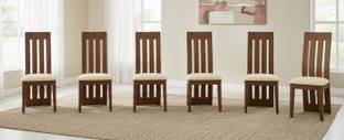 PR FURNITURE Premium Quality Solid Wood Dining Chair Set Of Six Cushion :- Cream Solid Wood Dining Chair