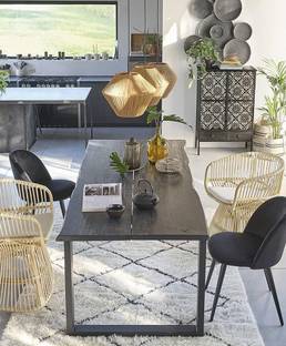 Radha Impex Stylish Noor Elegance Dining Chair – Luxe Black Velvet with Sleek Metal Legs Solid Wood Dining Chair