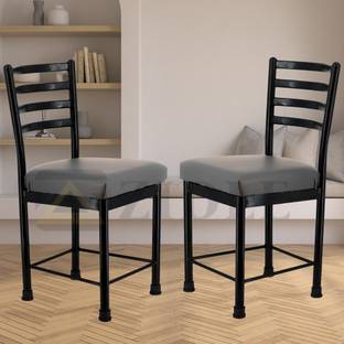 zidle Domino Dining Chair Soft Premium Rexine Seat With Metal Legs Black Foam Dining Chair