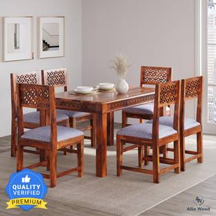 Allie Wood Rosewood (Sheesham) Solid Wood 6 Seater Dining Set