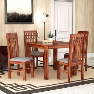 Taskwood Furniture Solid Sheesham Wood Four Seater Dining Set For Dining Room/ Kitchen | Solid Wood 4 Seater Dining Set