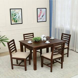 Taskwood Furniture Solid Wood Sheesham Wood 4 Seater Dining Table With 4 Chairs For Dining Room Solid Wood 4 Seater Dining Set