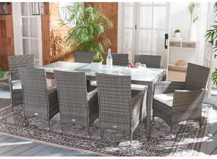 Mymigos Wicker 8 Seater Dining Set For Outdoor ,Home Metal 8 Seater Dining Set