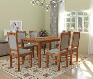 WOODSTAGE Sheesham Wood Dinner Set With Chairs For Home/Living Room/Hotels Solid Wood 6 Seater Dining Set