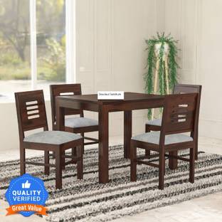 Douceur Furnitures Solid Sheesham Wood Four Seater Set For Dining Room / Restaurant. Solid Wood 4 Seater Dining Set