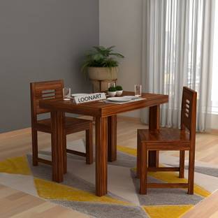 LOONART Solid Sheesham Wood Two Seater Dining Set For Dining Room, Café. Solid Wood 2 Seater Dining Set