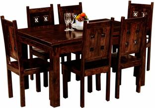 APRODZ Solid Wood 6 Seater Dining Set