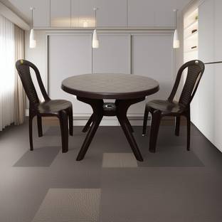 HOMIBOSS Fiber Dinning Room Set for Garden & Outdoor | 1 Dining Table with 2 Chairs Plastic 2 Seater Dining Set