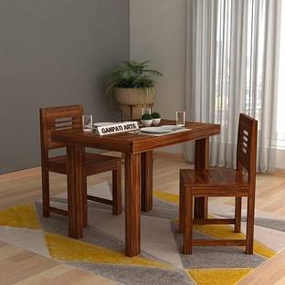 Ganpati Arts 2 Seater Sheesham Wooden Dining Table Set/1 Year Warranty Solid Wood 2 Seater Dining Set