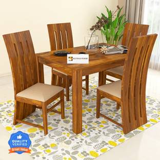 Kendalwood Furniture Premium Dining Room Furniture Wooden Dining Table with 4 Chairs Solid Wood 4 Seater Dining Set