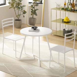 Worldwood Small Round Dinig Table Set for 2, Wood Marble Finsh Solid Wood 2 Seater Dining Set