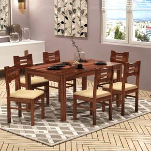 Douceur Furnitures Solid Wood Six Seater Dining Set For Dining Room Solid Wood 6 Seater Dining Set