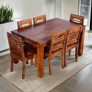 Custom Decor Solid Wood 6 Seater Dining Set