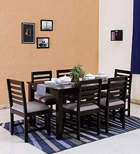 LOONART Solid Wood Six Seater Dining Set For Dining Room / Restaurant Solid Wood 6 Seater Dining Set