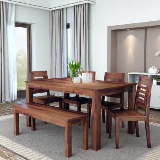 Flipkart Perfect Homes PureWood Sheesham 6 Seater Dining Set with Bench