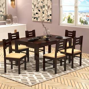 Taskwood Furniture Solid Sheesham Wood Six Seater Dining Set For Dining Room Solid Wood 6 Seater Dining Set