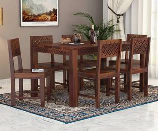 फ्लिपकार्ट परफेक्ट होम्स Sheesham Wood Six Seater CNC Designed Dining Set For Dining Room/ Restaurant || सॉलिड वुड डाइनिंग सेट