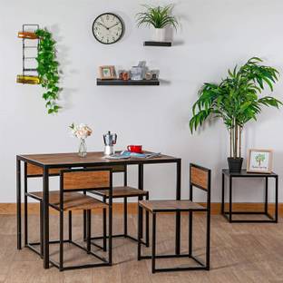 DecorNation 4 seater dining table set Solid Wood 4 Seater Dining Set