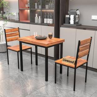 Worldwood Sheesham Wood Metal Dining Table 2 Seater with 2 Chairs Solid Wood 2 Seater Dining Set