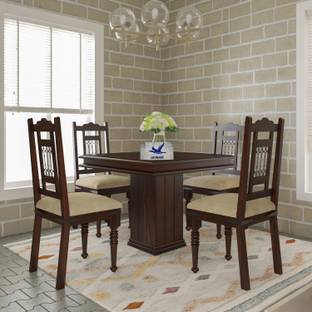 LOONART Solid Sheesham Wood Four Seater Dining Set For Dining Room , Restaurant , Hotels Solid Wood 4 Seater Dining Set