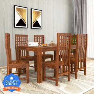 Custom Decor Solid Wood 6 Seater Dining Set