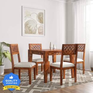 Custom Decor Solid Wood 4 Seater Dining Set