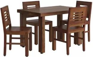 Mooncraft Furniture Wooden Dining Table with 4 Chairs Solid Wood 4 Seater Dining Set