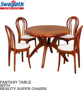 swagath furniture 4 Seater Dining Set for Home Garden Cafeteria Plastic 4 Seater Dining Set