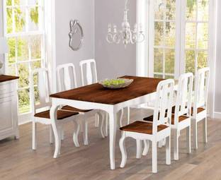 APRODZ Solid Wood 6 Seater Dining Set