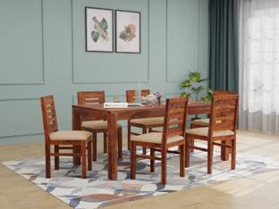 Custom Decor Solid Wood 6 Seater Dining Set Solid Wood 6 Seater Dining Set