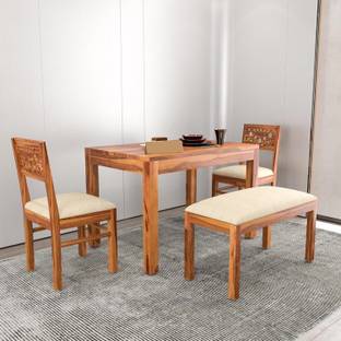 Flipkart Perfect Homes Solid Wood Four Seater Dining Set With Two Chairs & One Bench For Dining Room || Solid Wood 4 Seater Dining Set