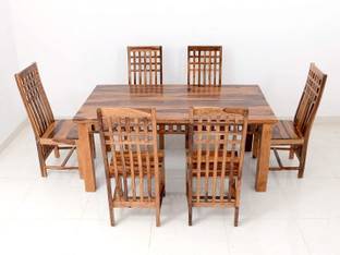 Utkarsh Sheesham Wood Six Seater Dining Set With High Chairs For Dining Room/ Kitchen | Solid Wood 6 Seater Dining Set