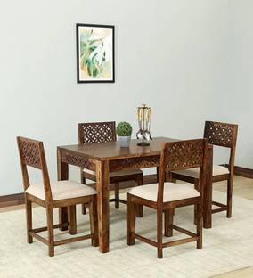 Allie Wood Rosewood (Sheesham) Solid Wood 4 Seater Dining Set