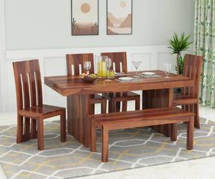 Flipkart Perfect Homes Solid Sheesham Wood Poster Six Seater Dining Set For Dining Room/ Restaurant || Solid Wood 6 Seater Dining Set