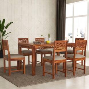 Devsignature INDIAN SOLID WOOD SIX SEATER DINING SET Solid Wood 6 Seater Dining Set