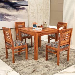 Custom Decor Sheesham Wood Solid Wood 4 Seater Dining Set
