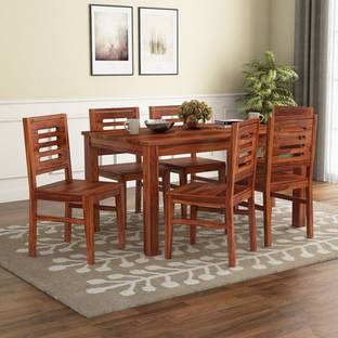 Mooncraft Furniture Premium Dining Room Furniture Wooden Dining Table with 6 Chairs Solid Wood 6 Seater Dining Set
