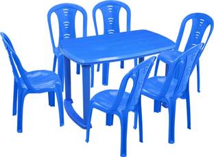 swagath furniture 6 Seater Dining Set for Home Garden Cafeteria Plastic 6 Seater Dining Set