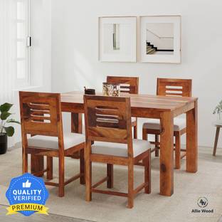 Allie Wood Sheesham Solid Wood 4 Seater Dining Set