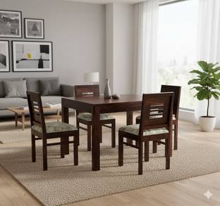 Deuba Pure Sheesham Wood Four Seater Dining Set Solid Wood 4 Seater Dining Set