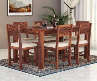 Flipkart Perfect Homes Sheesham Wood Six Seater CNC Designed Dining Set For Dining Room/ Restaurant || Solid Wood 6 Seater Dining Set