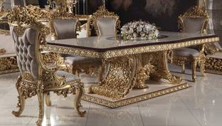 royal wood TURKISH STYLE TEAK WOOD 8 SEATER DINING SET FOR LIVING ROOM | DINING ROOM Solid Wood 8 Seater Dining Set