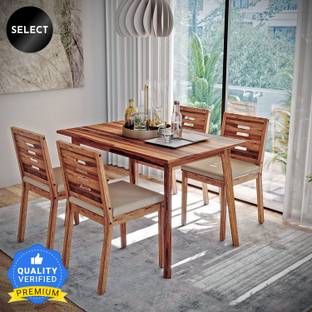 Wakefit Simsim-Ginamon Solid Wood 4 Seater Dining Set