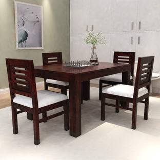 FURINNO Sheehsam Wood 4Seater Dining Table Solid Wood 4 Seater Dining Set